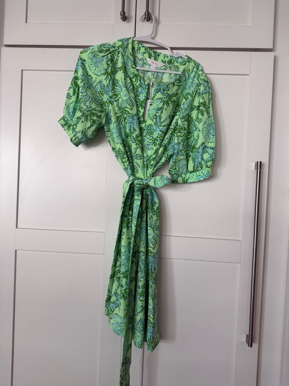 Lilly Pulitzer Mint Green and Aqua Palm Print Blouse